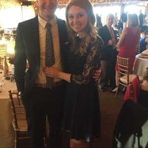 Navy Lace A-Line Dress💙